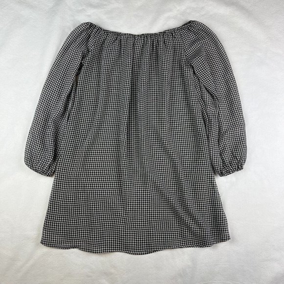 Urban Outfitters Ecote Black/White Gingham Off-the-Shoulder Shift Mini Dress S - Picture 5 of 5